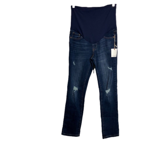 Pink Blush Maternity distressed dark denim cotton stretch Jeans. Size 26